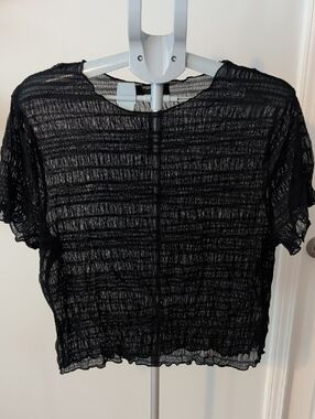 Forever 21 Black Sheer Striped Crop Top